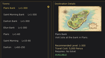 Flaris Bank destination with Julia and its travel cost.