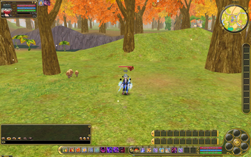 In-game HUD with status, navigation, chat and action bars.